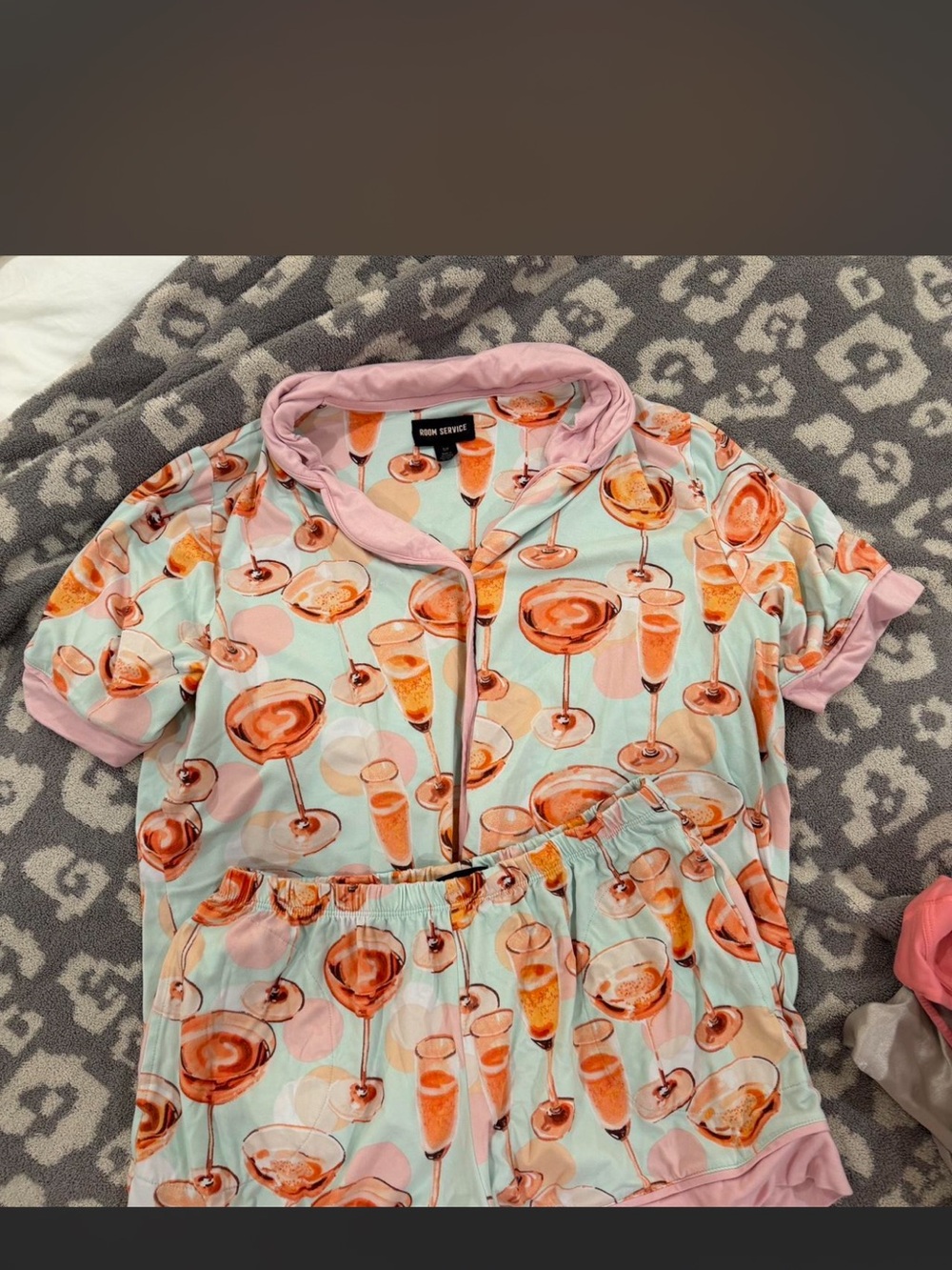 Women’s Pink & Mint Cocktail Print Pajama Set